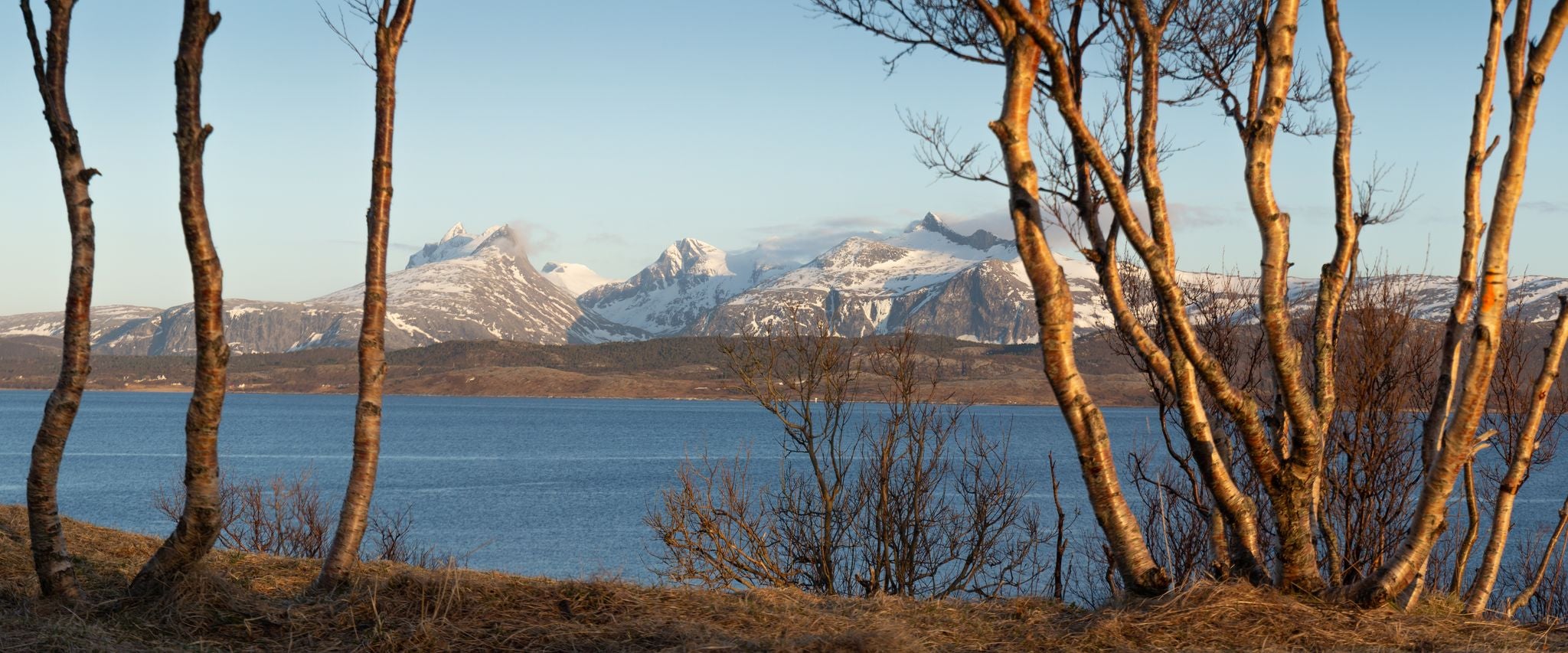 photo of view of Arctic landscape: Åselitinden mountain range in Bodø, Norway.