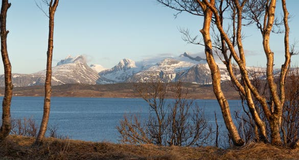 photo of view of Arctic landscape: Åselitinden mountain range in Bodø, Norway.