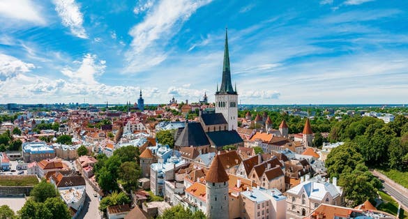 Photo of beautiful aerial view of Tallinn old town, Estonia.