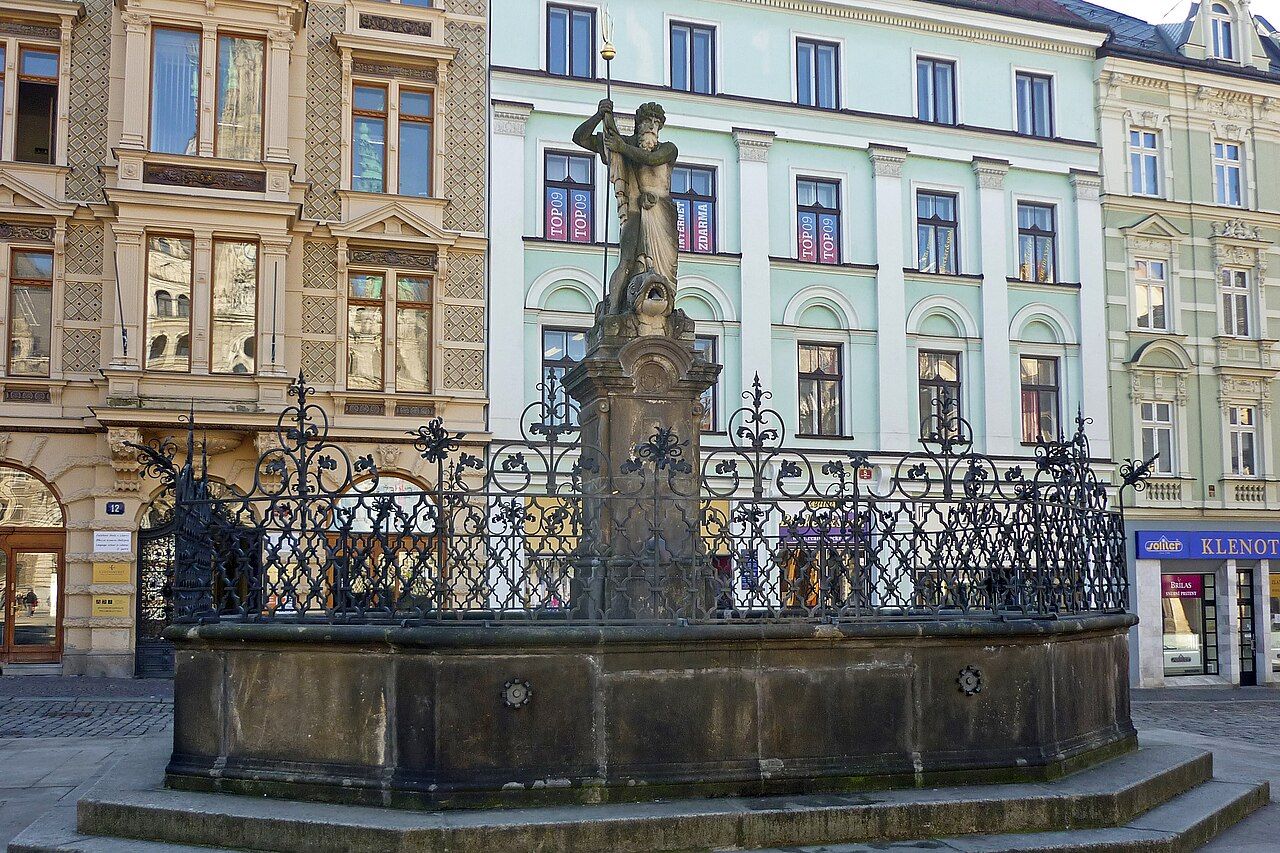 Photo of Fountain of Neptune in Liberec, Czechia.