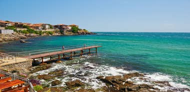 Photo of aerial view of Bulgarian town Sozopol.