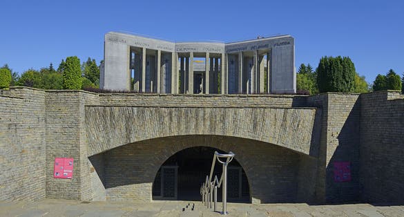 Photo of  Mardasson military memorial commemorating american casualties of battle of the bulge at the end of second world war, Bastogne, Belgium.