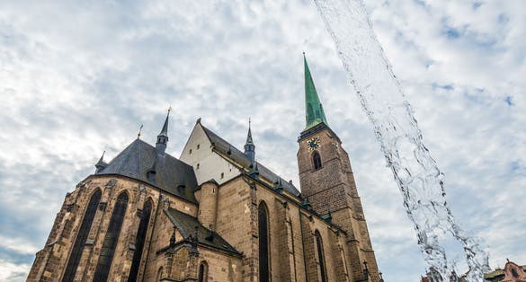 Photo of St. Bartholomew's Cathedral in the main square of Plzen, Czech Republic.