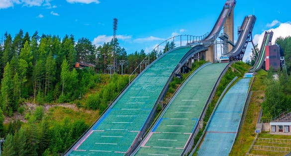 Ski jumping stadium in Finnish town Lahti.