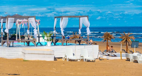 Sunny day at beach in Jurmala, Latvia.