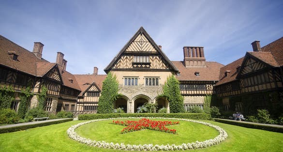 Schloss Cecilienhof is a palace located in Neuer Garten (Potsdam), where the Potsdam Conference took place in 1945