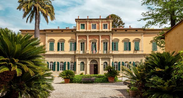 Building in botanical garden of Pisa (Orto botanico di Pisa) in Italy