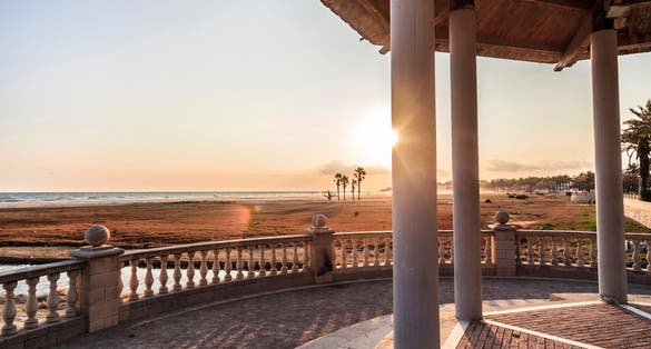 Photo of Pavilion close to beach at sunset, Vilanova i la Geltru ,Catalonia ,Spain.