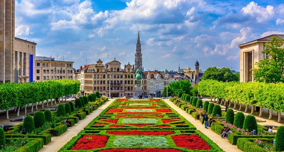 Photo of the Mont des Arts or Kunstberg is an urban complex and historic site in the centre of Brussels, Belgium. Architecture and landmarks of Brussels.