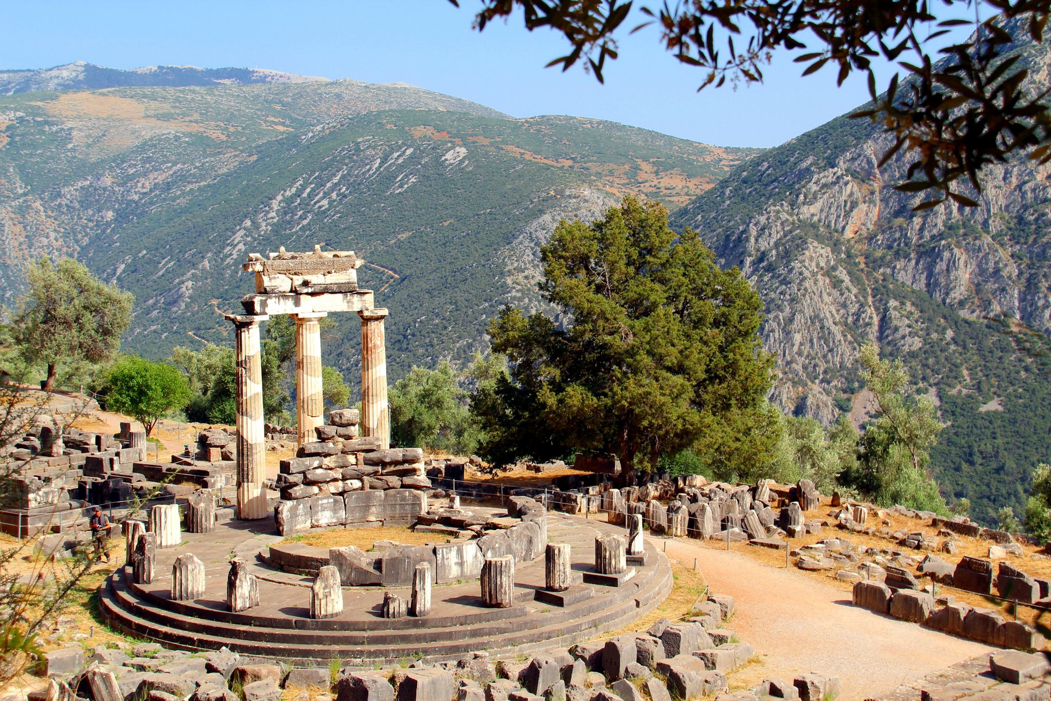 photo of view of Greek Delphi Templec, Delphi, Greece.