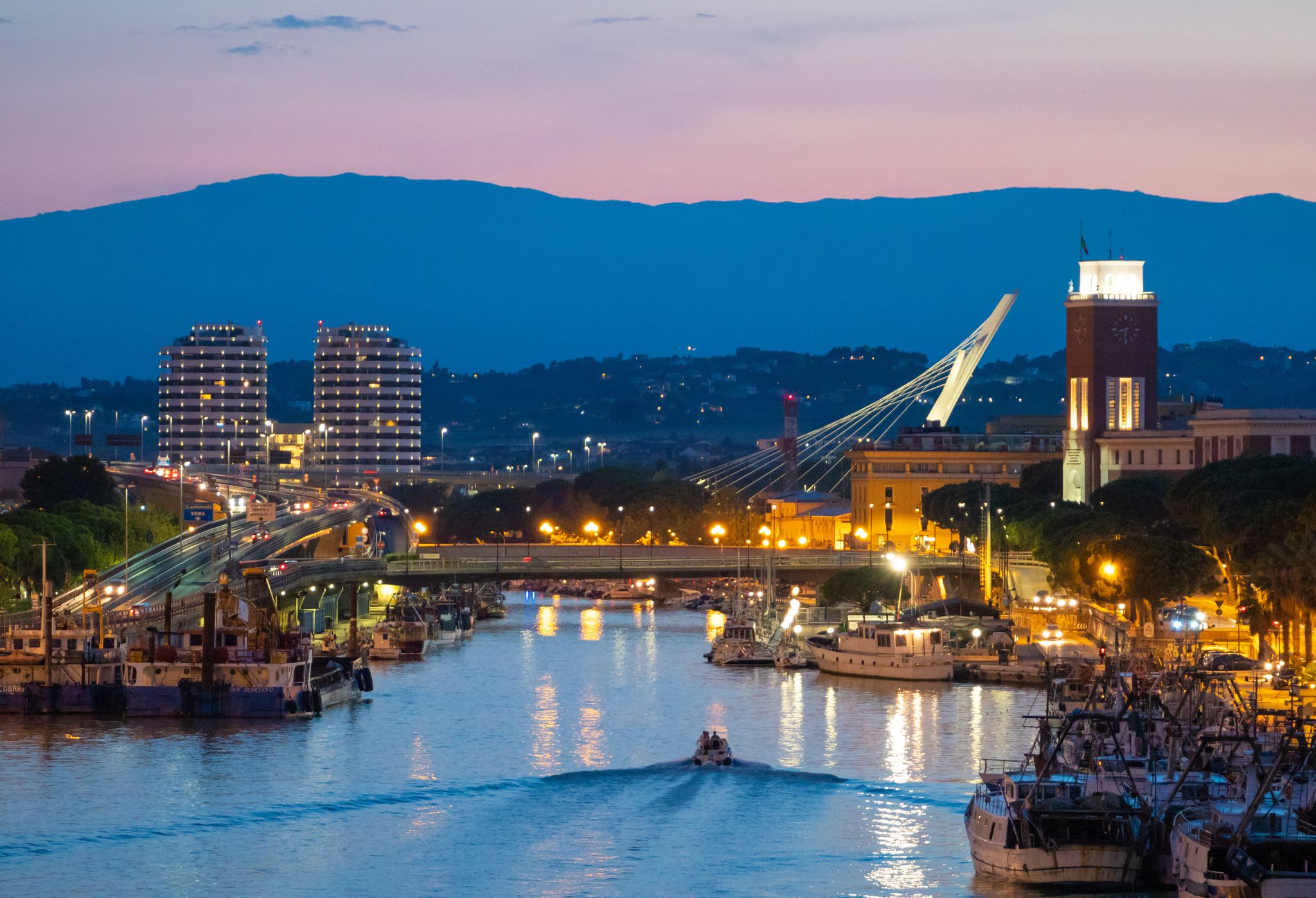 Photo of aerial view of colorful summer view of Pescara port, Italy.
