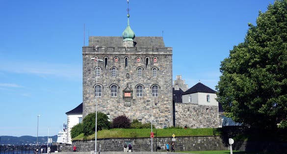 Photo of Bergenhus Fortress in Bergen, Norway, the one of the oldest and best preserved castles in Norway.