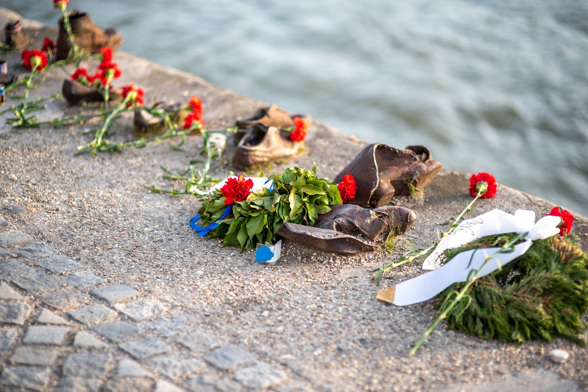 Photo of Shoes on the Danube Bank memorial in Budapest, Hungary.