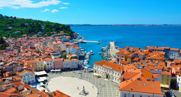 Photo of Town square in Piran, Slovenia.