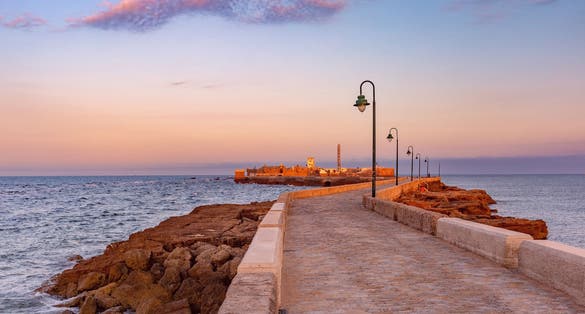 Photo of San Sebastian Castle at sunrise, Cadiz, Andalusia, Spain.
