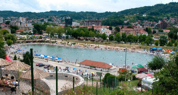 photo of view of Salt lake in the middle of town of Tuzla, Bosnia & Herzegovina.