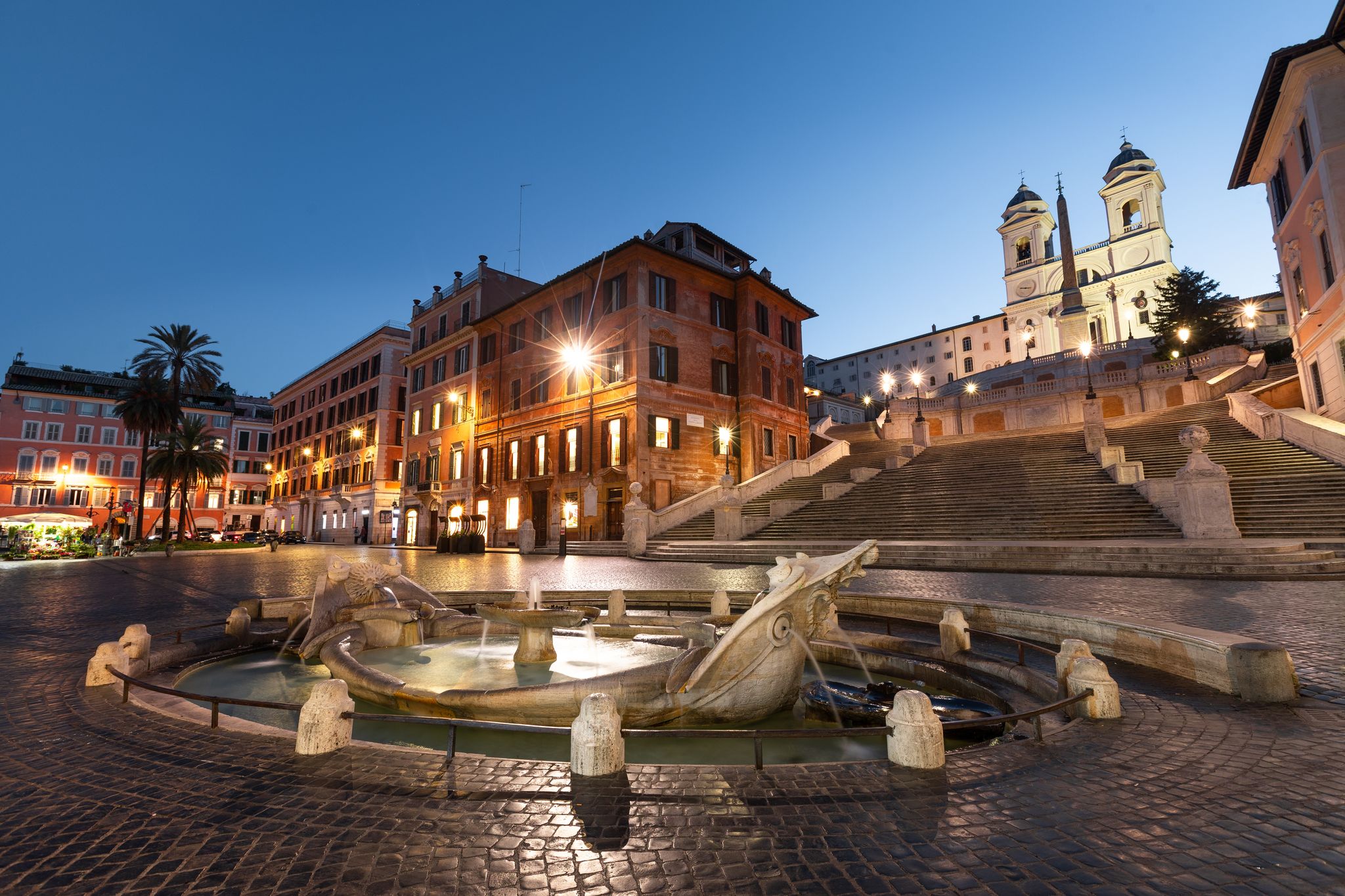 photo of night view from piazza di spagna (Spain's square) in Roma, Lazio, Italy.