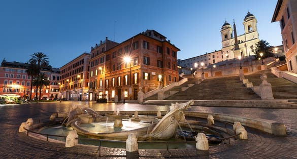 photo of night view from piazza di spagna (Spain's square) in Roma, Lazio, Italy.