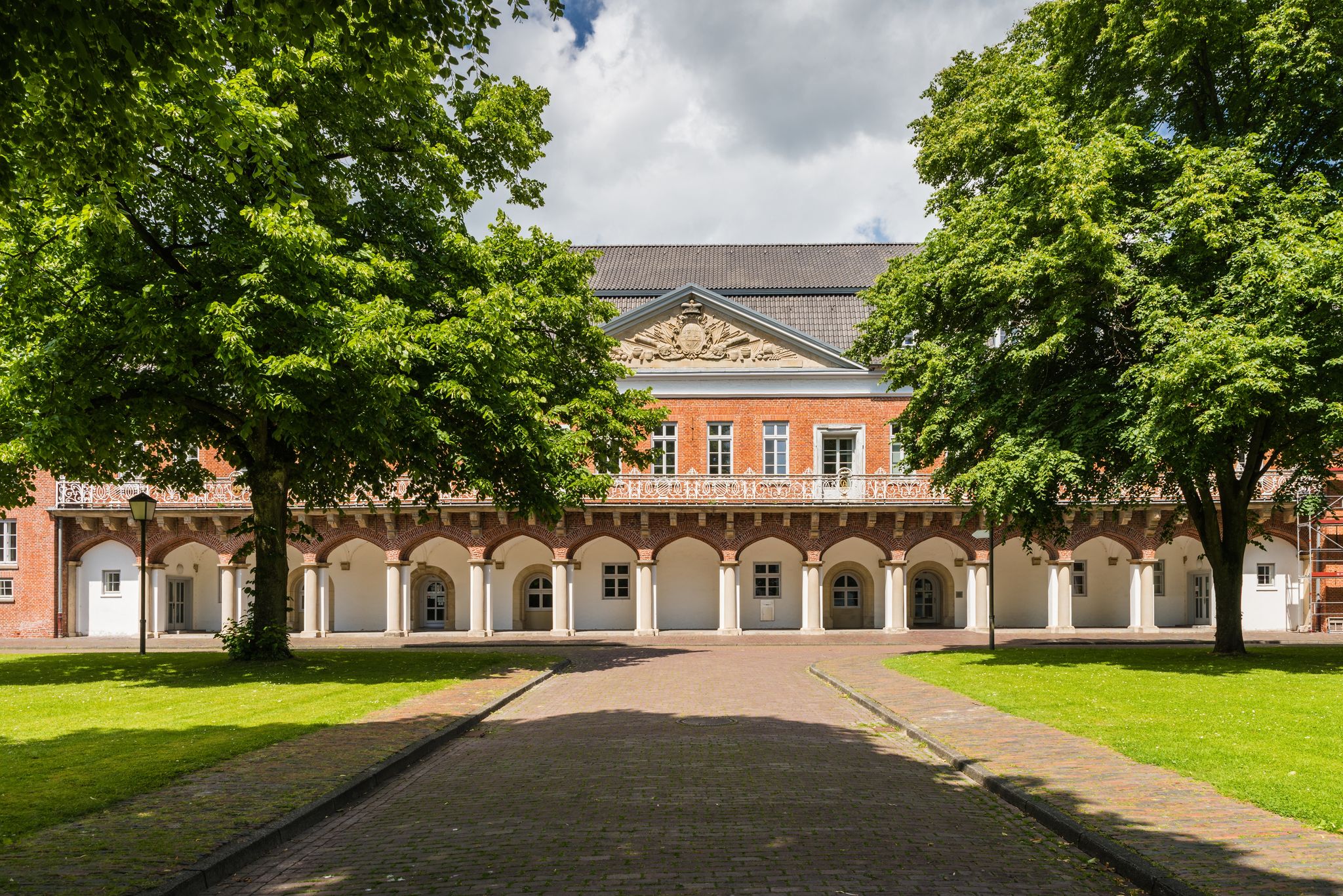 photo of view of  Facade of the historical Marstall building in Aurich, East Frisia, Lower Saxony, Germany