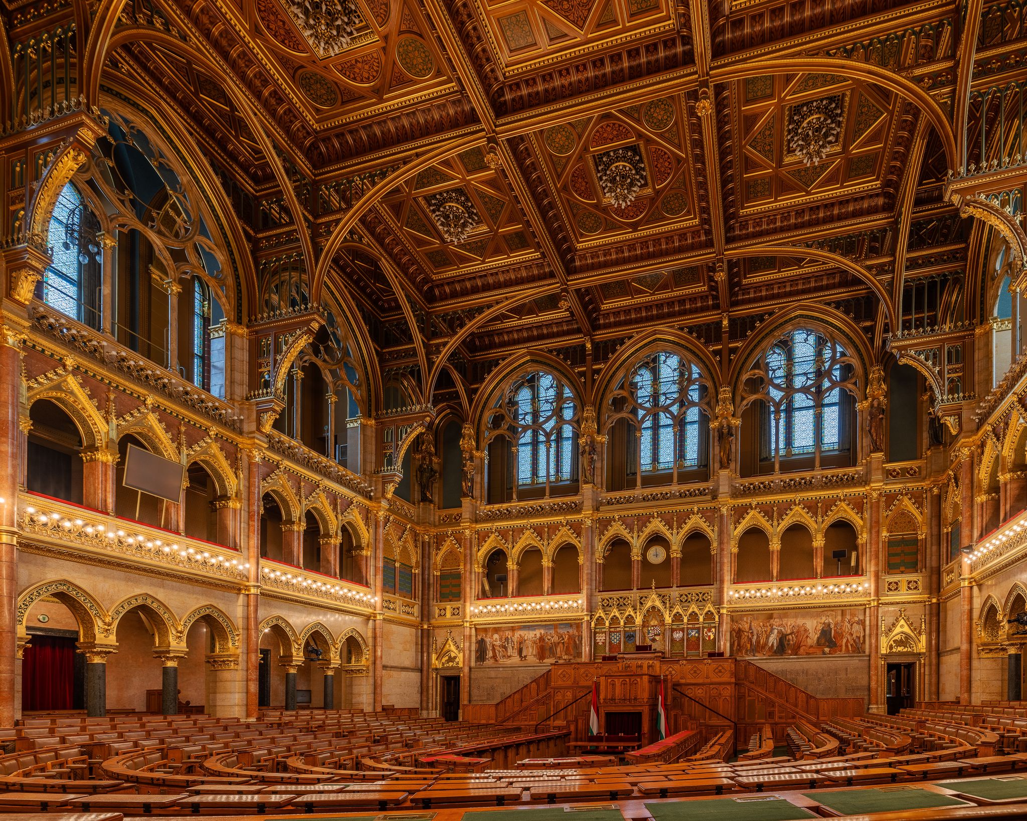 Photo of Interior of Hungarian Parliament Building in Budapest.