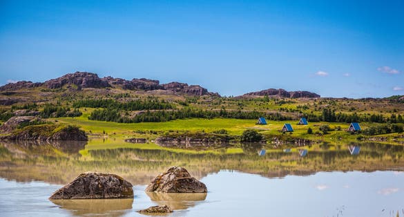  Photo of Lagarfljót Lake at the Town of Fellabær, Eastern Iceland just above Town Egilsstaðir