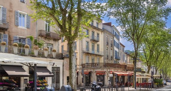Photo of Boulevard in Cahors city center, France.