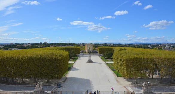 photo of aerial view of the famous Peyrou park in Montpellier city in France.