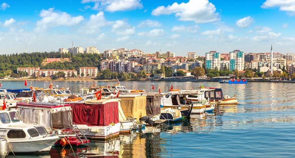 Harbour view in Canakkale in a beautiful summer day, Turkey.