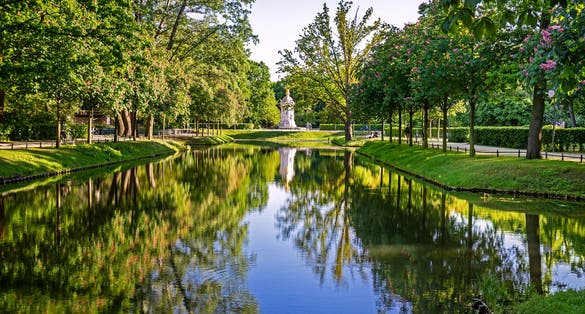 Blossoming chestnut trees in Tiergarten Berlin , Germany.