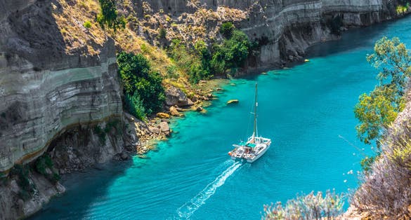 Photo of the Corinthian Canal, Greece.
