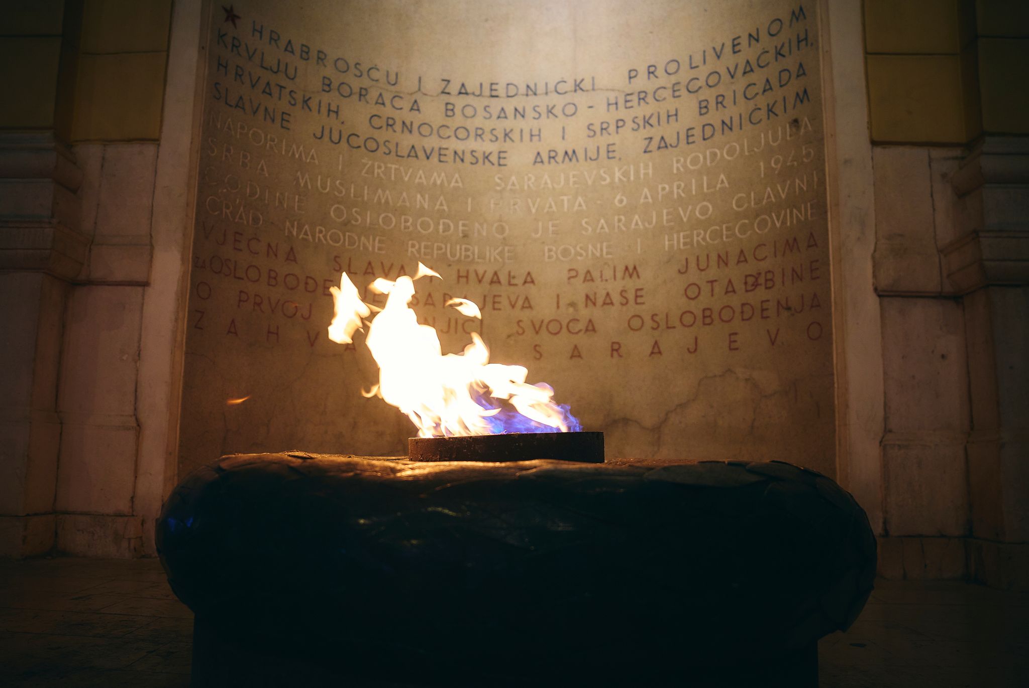 Photo of Eternal Flame fire at night, Sarajevo, Bosnia and Herzegovina.