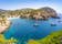 photo of aerial beautiful view of Cala Vadella also Vedella beach in Sant Josep of Balearic Islands, Ibiza, Spain.