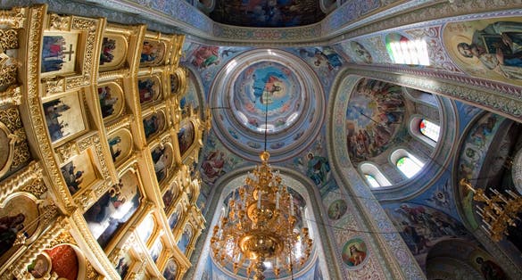 Photo of Interior of the Winter church, the part of Capriana monastery, one of the oldest, established in medieval Moldova.