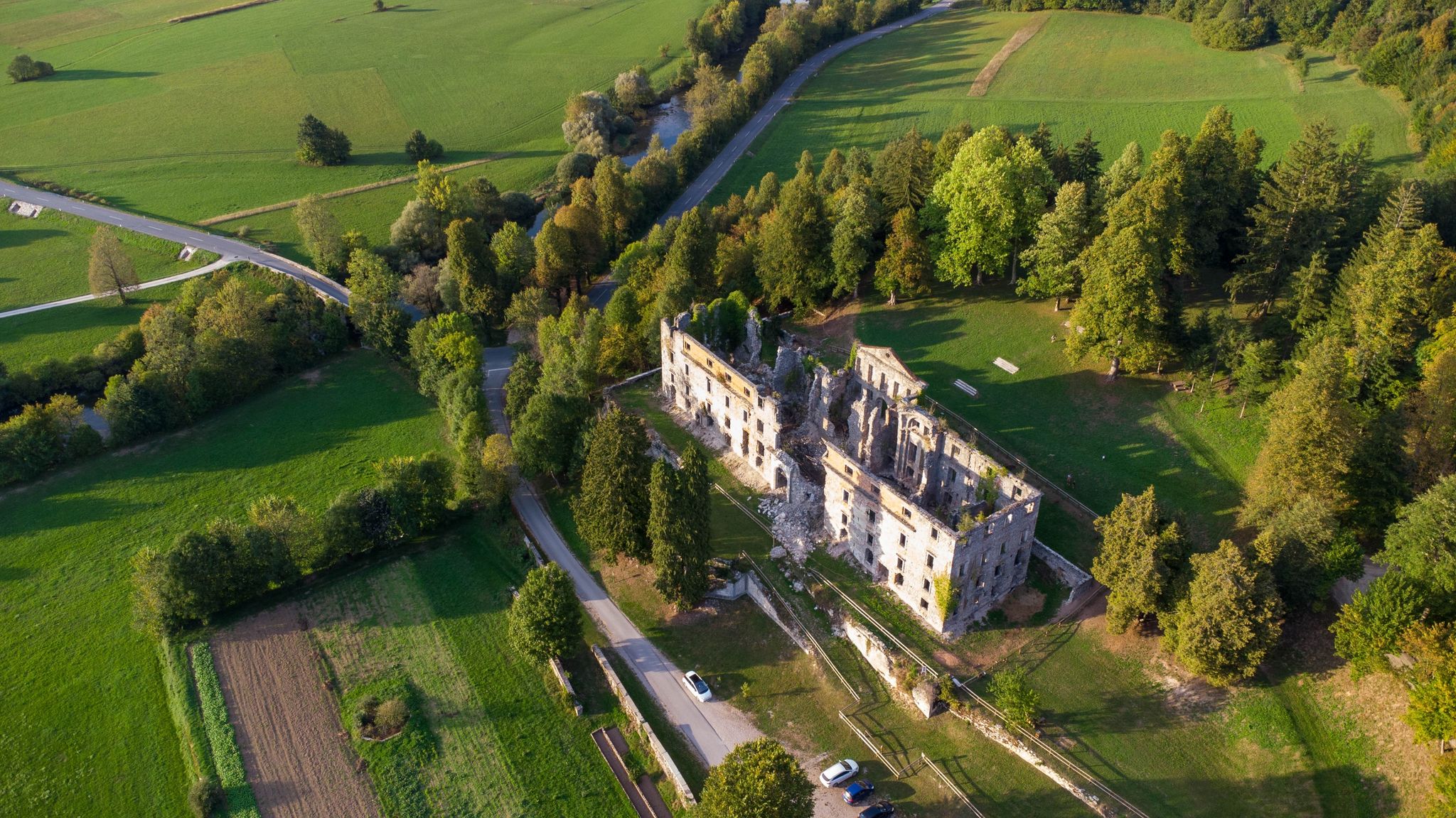 Photo of remains of Haasberg Castle Planina, Slovenia.