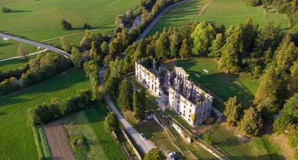 Photo of remains of Haasberg Castle Planina, Slovenia.