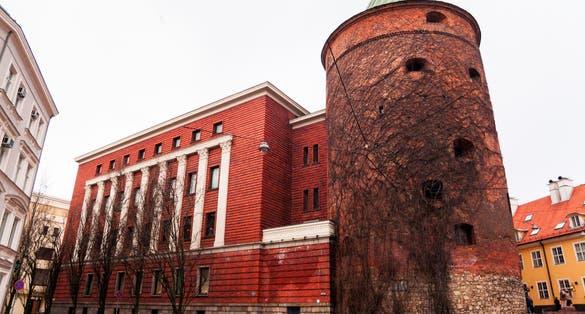 Riga, Latvia – 01.08.2020: Powder Tower in Swedish time was used for storing gunpowder for the needs of garrison of the Riga and army. Now the museum of history is inside it