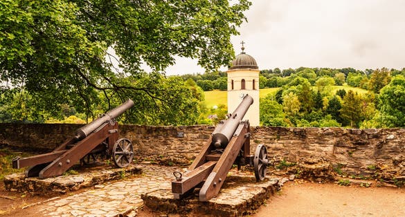 Photo of Castle Sovinec, Eulenburg, robust medieval fortress, one of the largest in Moravia, Czech republic.