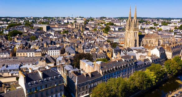 Photo of Drone view of summer cityscape of Quimper ,France.