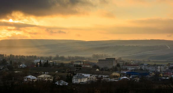 photo of view of Podu Turcului village from Bacau, Romania.