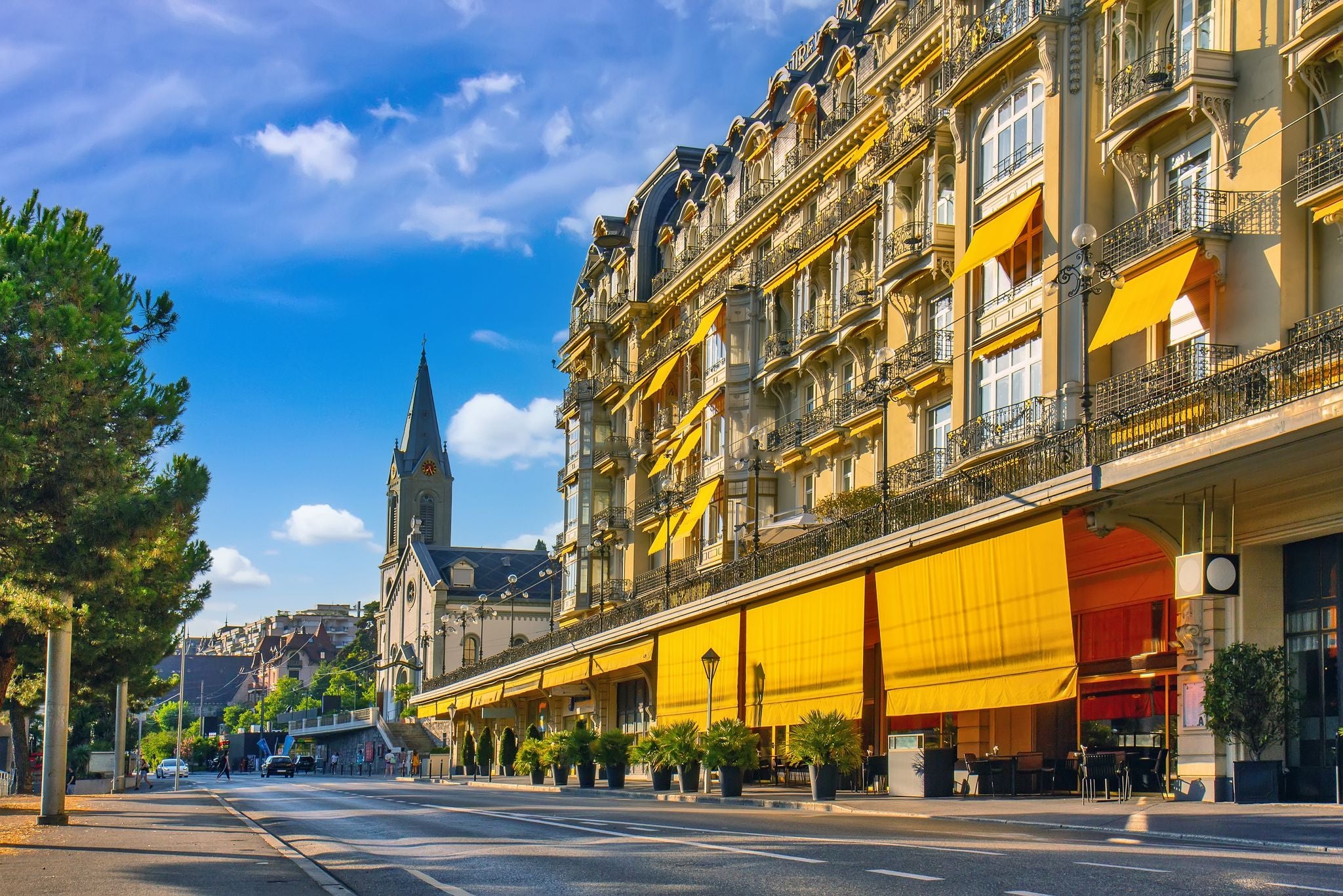 Elegant Montreux Street with Mountain Views - Swiss