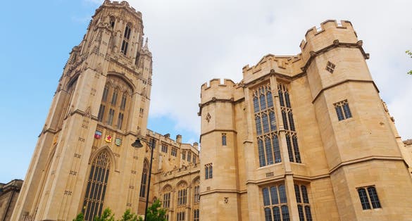 Photo of Wills Memorial Building in Bristol, England.