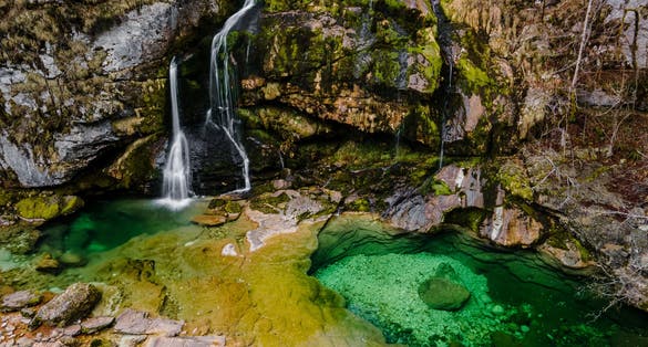 Slap Virje Waterfall Virje in northern Slovenia in the Soca region located near Bovec