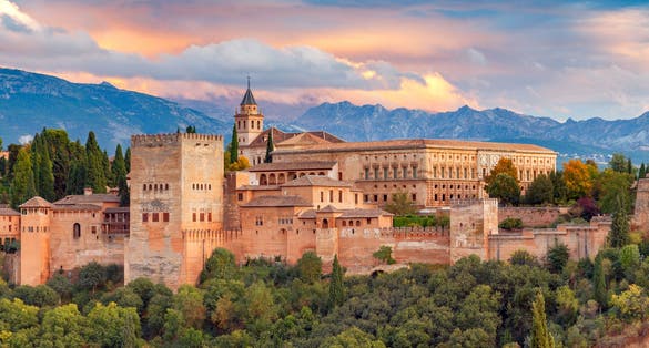 Photo of the fortress and palace complex Alhambra, Granada, Spain.