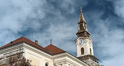photo of the view of the Co-Cathedral of the Ascension of the Lord, Kecskemé, Hungary.