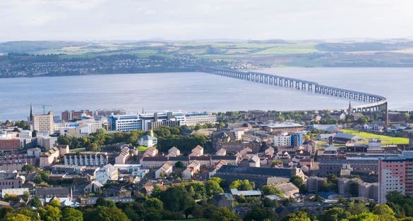 photo of view of Dundee City Sky View from Dundee Law, Scotland UK.