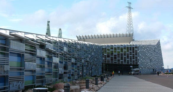 Photo of the new sea museum Maritime Centre Vellamo in Kotka, Finland.