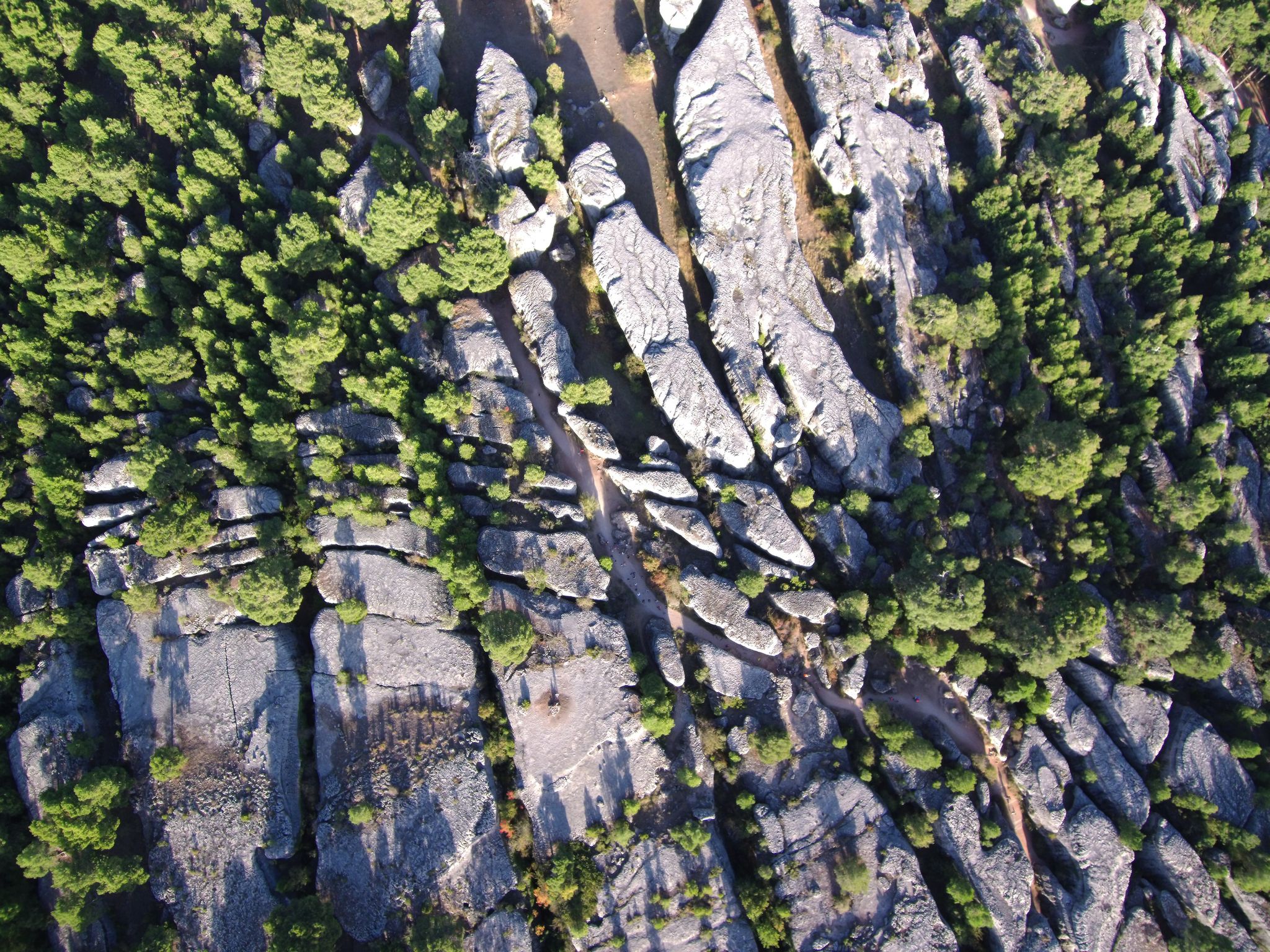 photo of aerial view of La Ciudad Encantada in Cuenca, Spain.