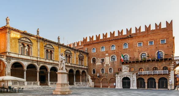 PHOTO OF View of Piazza dei Signori in Verona, Italy. Verona is a popular tourist destination of Europe.