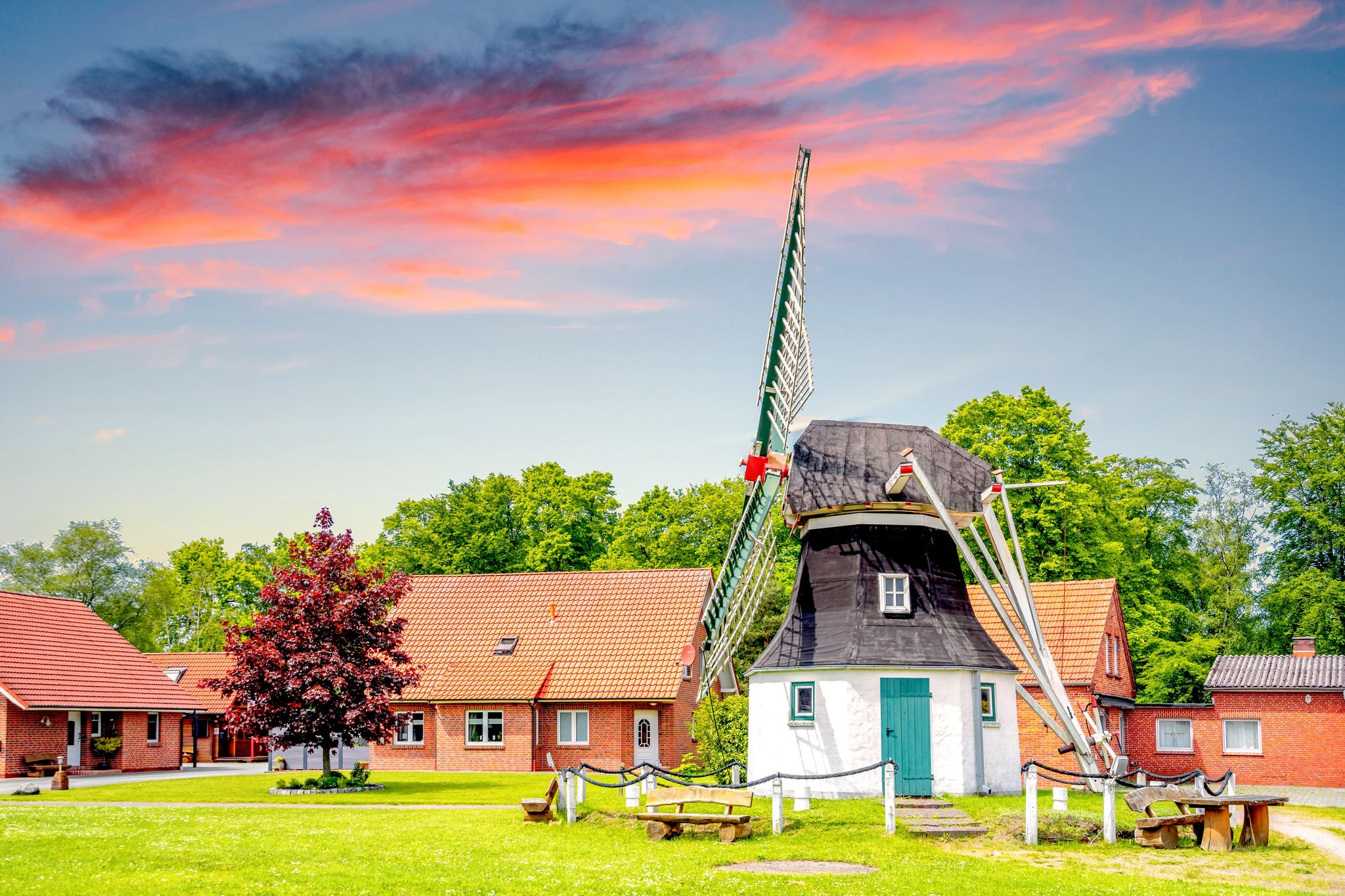 photo of view of  Windmill in Aurich, North Sea, Germany.