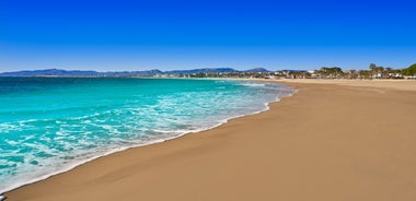 photo of aerial panorama view of the coastline Cambrils, Costa Dourada, Catalonia, Spain.